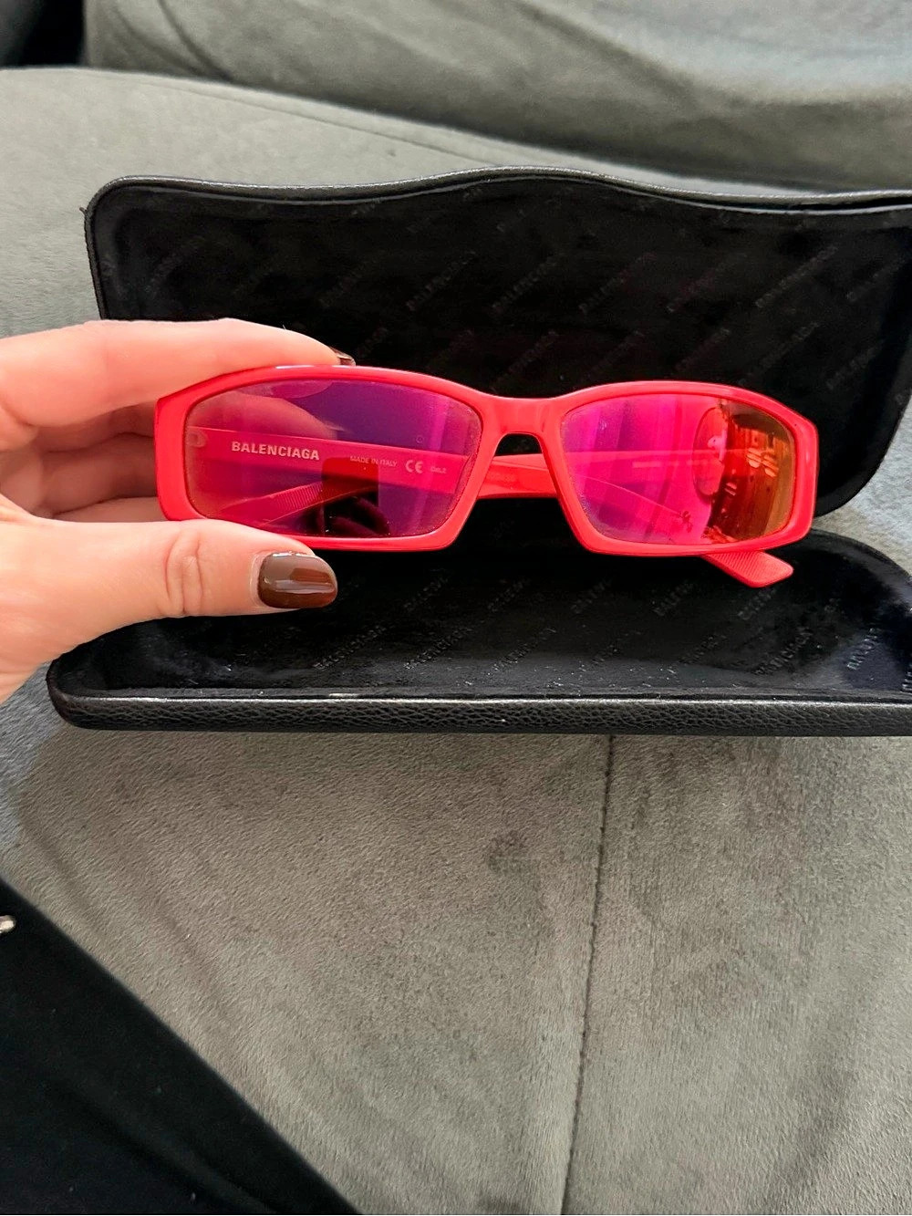 Balenciaga Dynasty Rectangle Sunglasses Red & Pink